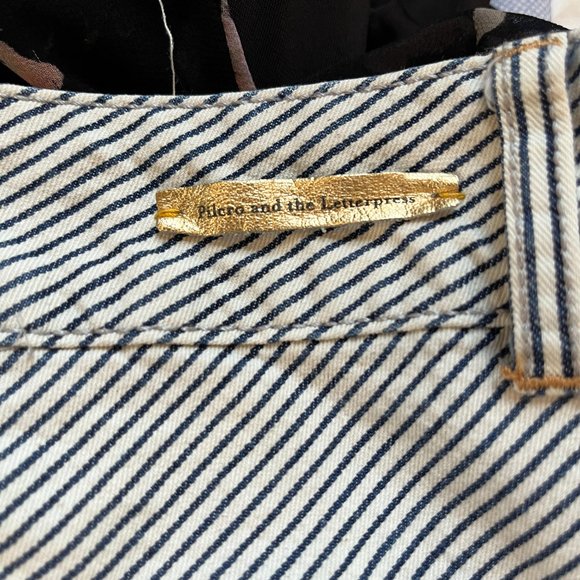 Pilcro & the Letterpress Navy Hickory Striped A-Line Denim Skirt Size 28 - Picture 6 of 9